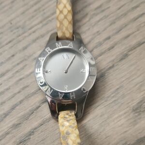 Armani Exchange Silver Dial Watch with Tan Strap